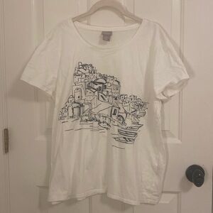 Chicos Sketch Print Pen and Ink European Summer Greece Tee Shirt Size Medium (2)
